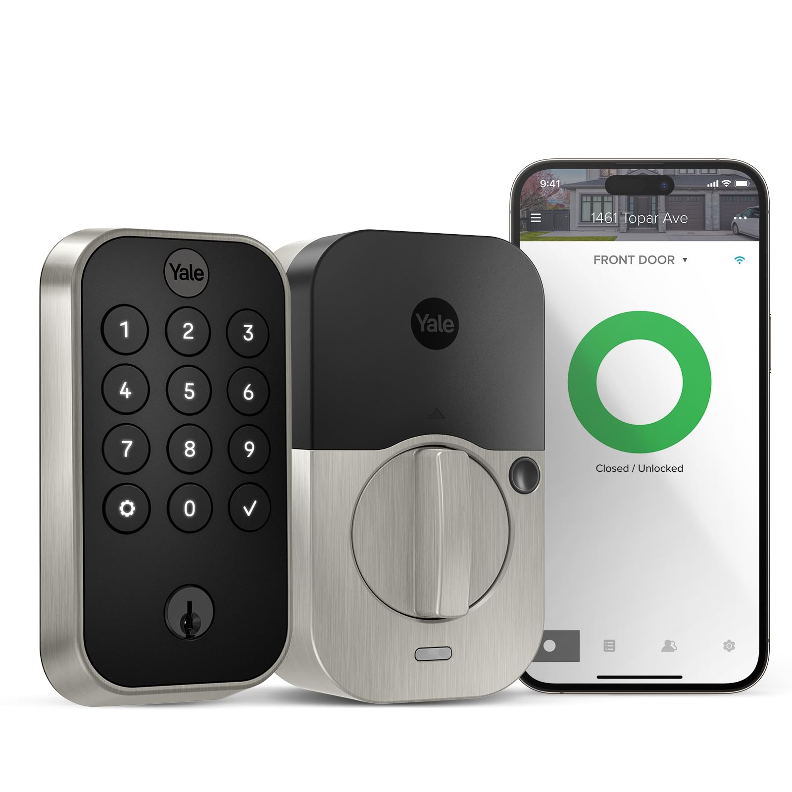 Yale Security Assure Lock 2 Deadbolt, Black Suede Keyed Smart Entry Door Lock