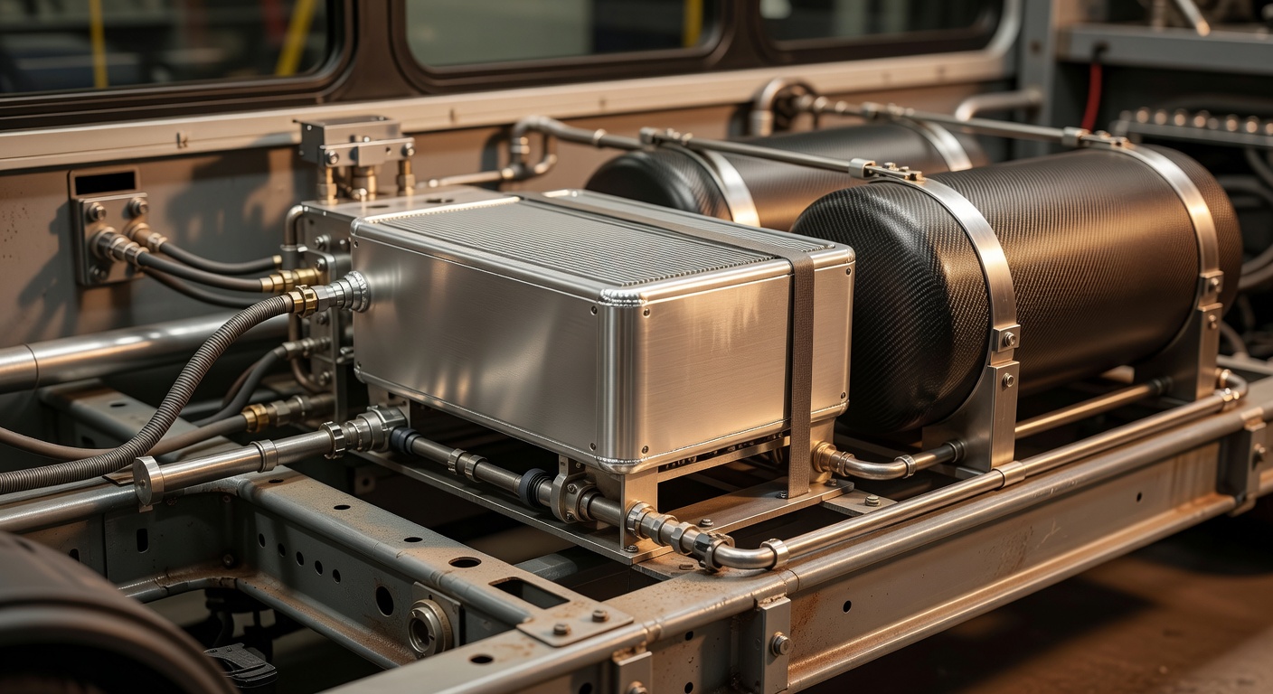 Hydrogen fuel-cell power module on a bus chassis
