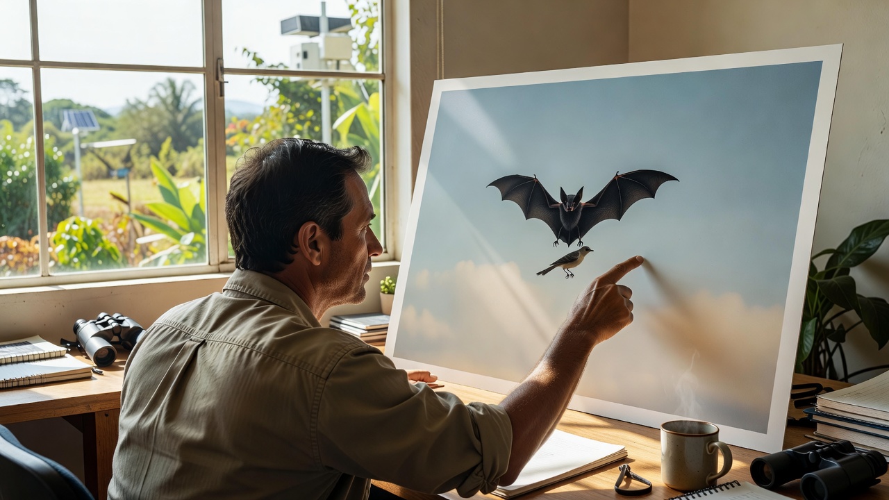 Over-the-shoulder view of ecologist Pedro Romero-Vidal scanning a printed high-resolution reproduction of 