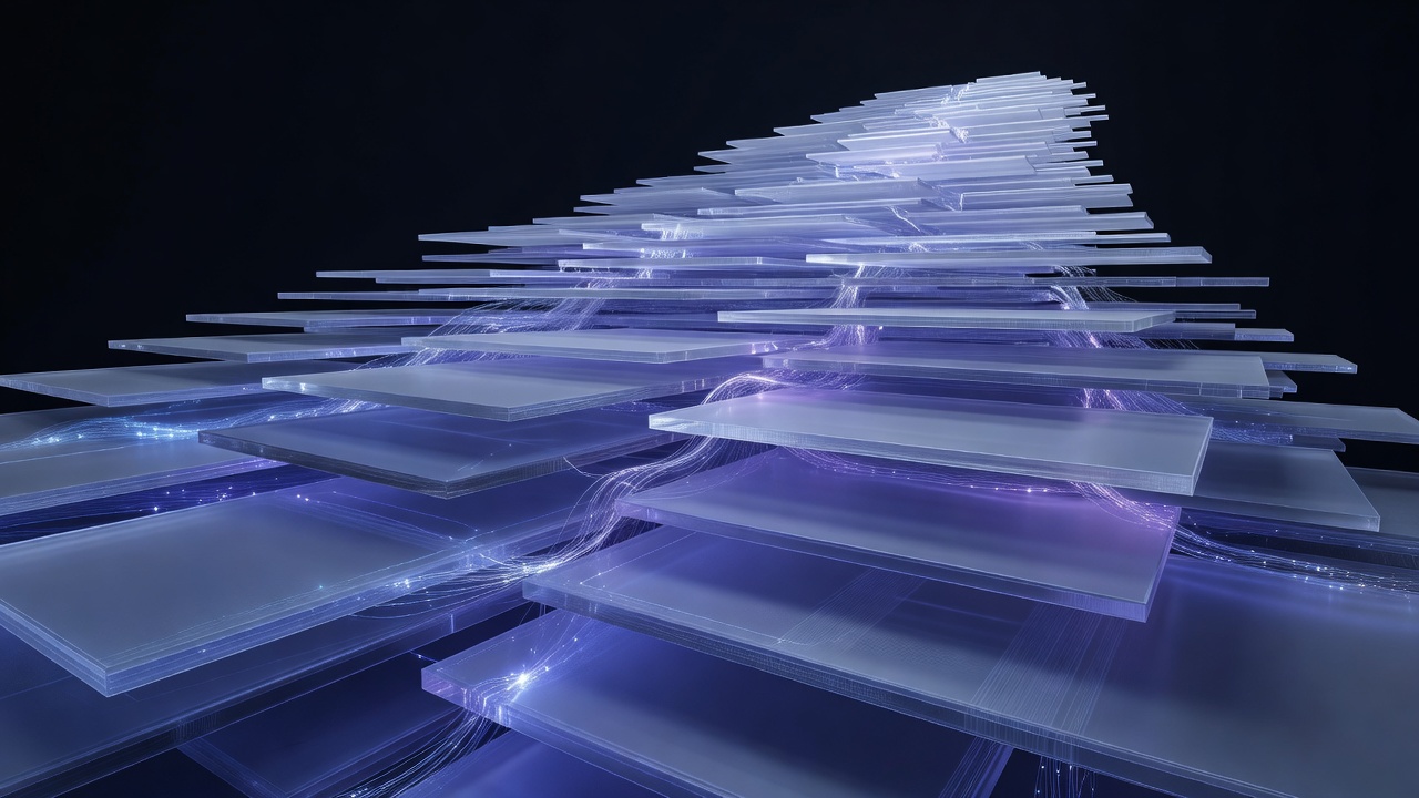 Abstract layered visualization of compounding model improvements
