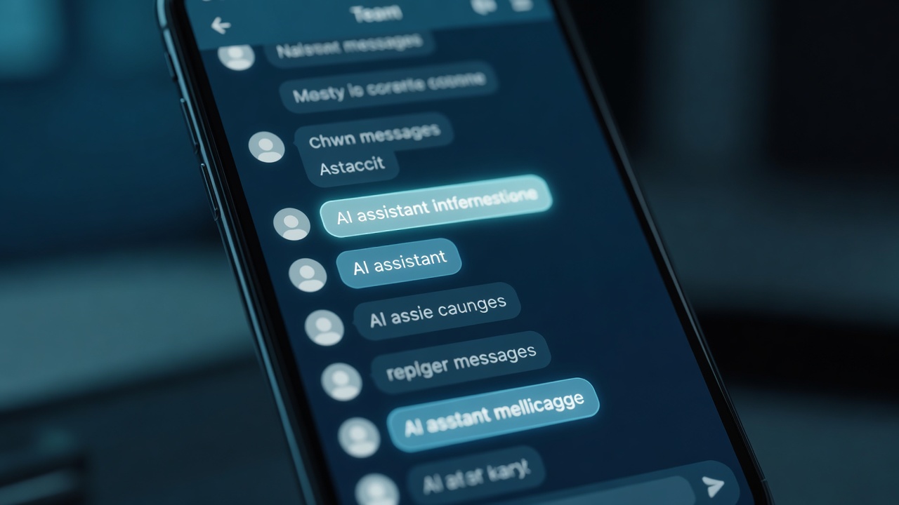 Tight macro close-up of a smartphone screen displaying an active Slack channel with unread message badges cascading, warm golden backlight glowing through the device edges, shallow depth of field, 50mm macro lens.